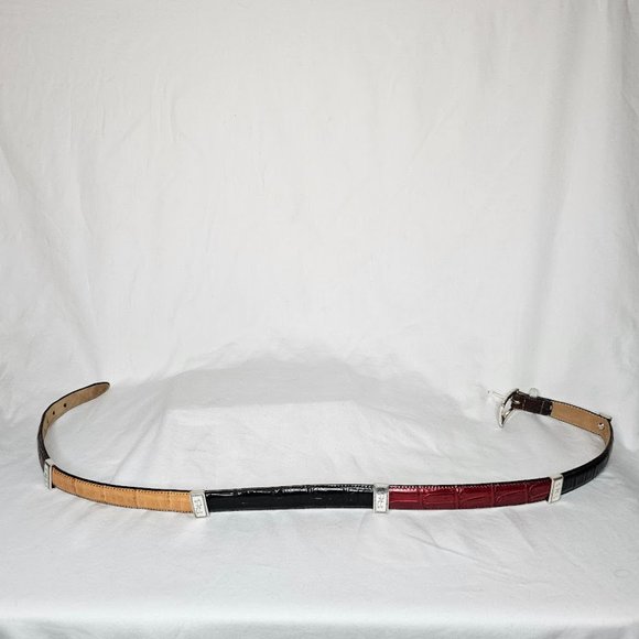 Brighton Women's Leather Belt Large Multi Colored Silver Conchos Scroll Design - Picture 5 of 10